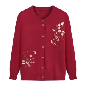 Cardigan Fleur  Rouge