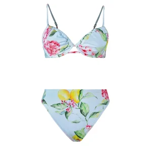 Maillot De Bain Fleuri  Coloré Bleu Clair