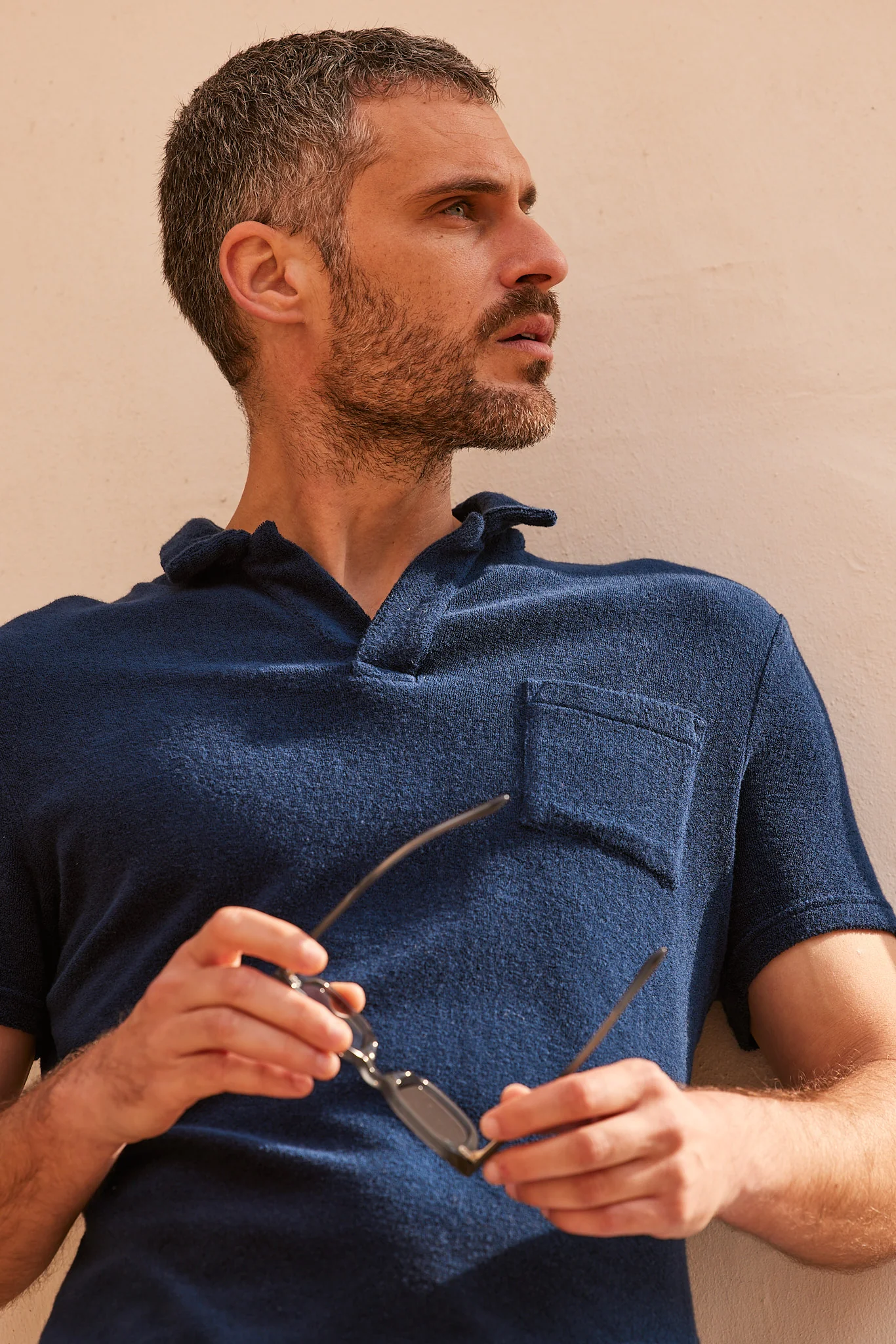 Polo Eponge bleu marine – Image 2