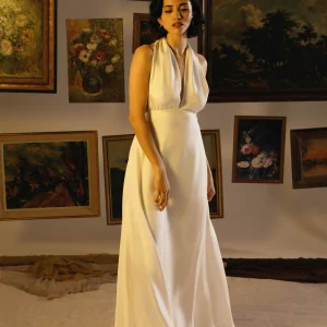 Robe Blanche Longue Dos Nu en Soie