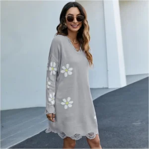 Robe chic femme manches longues