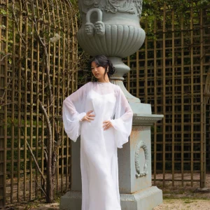 Robe Longue Transparente Blanche en Soie
