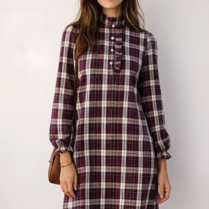 Robe Carreaux Bordeaux