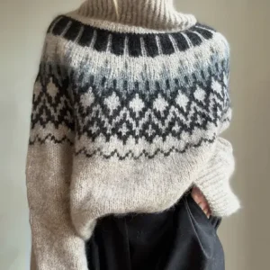 Le Pull Femme en Grosse Maille à Motif – Confort Hiver