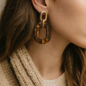 Boucles Maillon Marron Chic