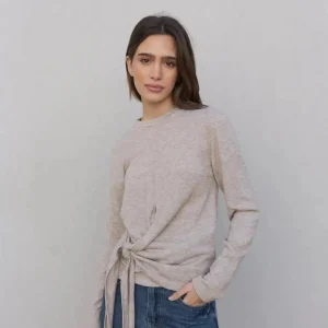 T-shirt beige à nœud latéral