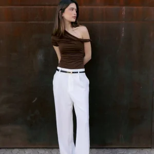 Top asymétrique marron design unique