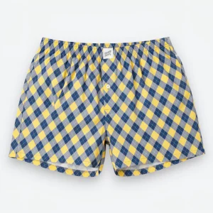 Men's Boxer Shorts - Argyle Navy Yellow